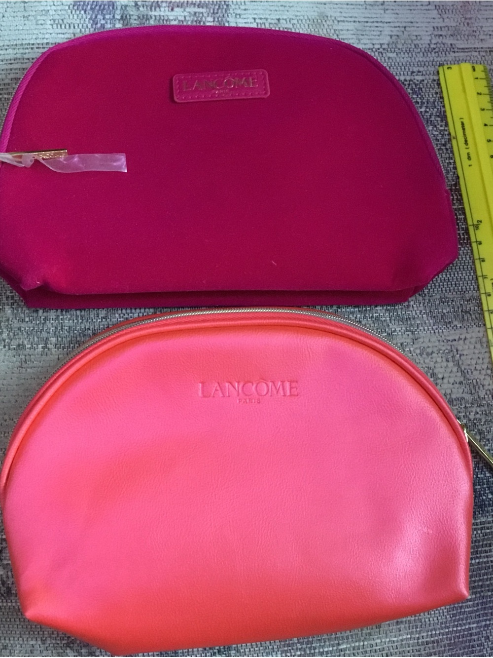 Duo Lancome Cosmetic Pouch Set in Hot Pink and Coral Pink